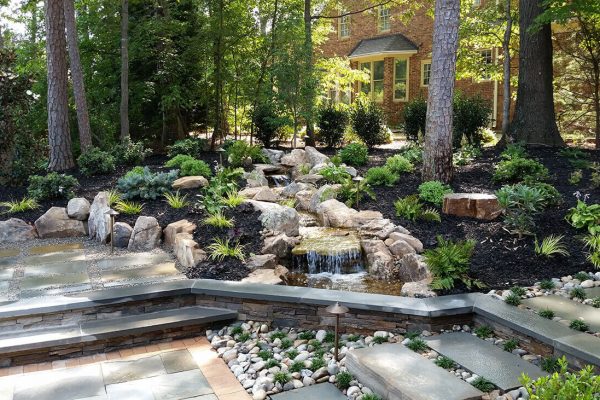 backyard waterfall installation