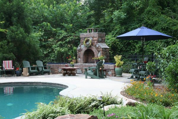 Charlotte, NC outdoor firepit and landscaping by MetroGreenscape