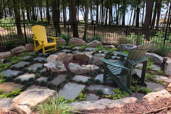 landscaping stones for backyard seating area