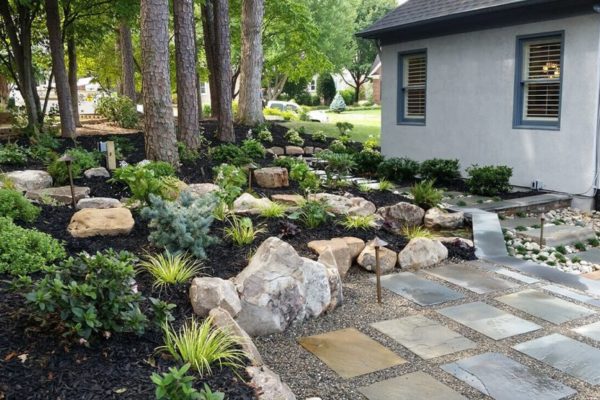 landscape architecture with decorative stones