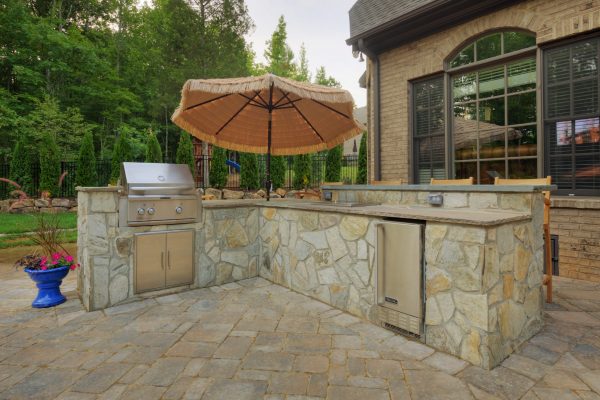 Natural stone luxury outdoor kitchen in Charlotte