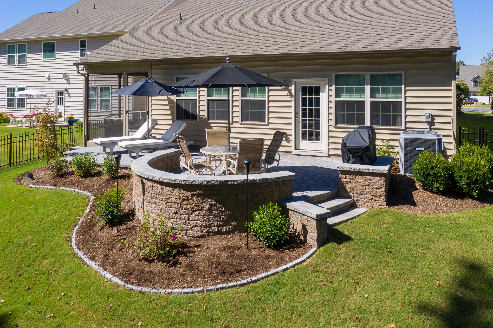 Seating wall on back porch